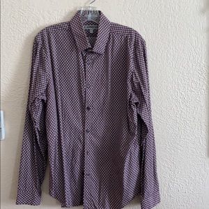 Express Men’s Wine with white pattern long sleeve